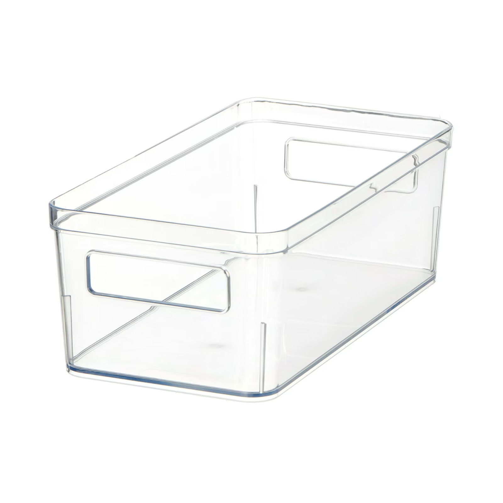 Medium Clear Plastic Pantry Storage Organizer Bin with Handles, 12 in x 6 in x