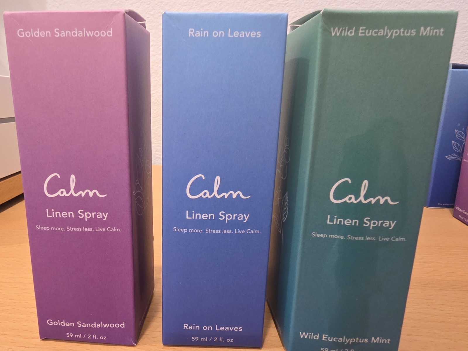 Calm Linen Spray – Set of 3 – Wild Eucalyptus Mint, Rain Leaves, Sandalwood New.