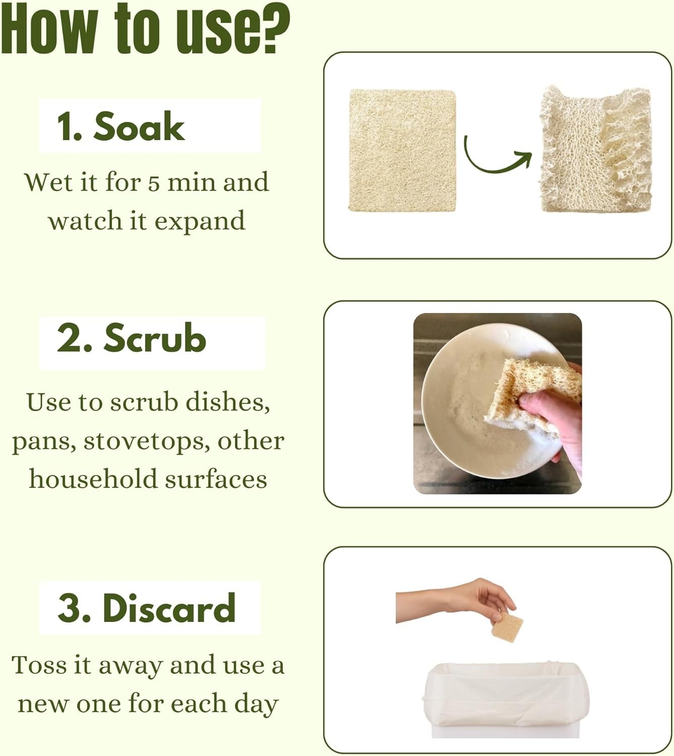 Natural Loofah Dish Sponge Pack 30 Multipurpose Dish Sponges – 100% Biodegrad…