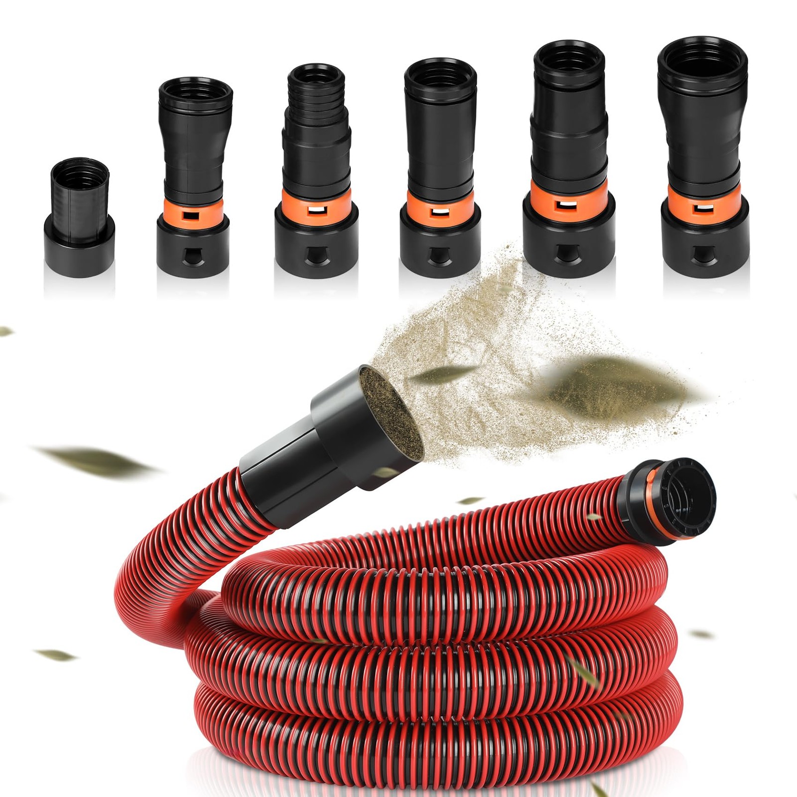 10FT Vacuum Hose Extension with 6 Adapters, Fits 1-1/4″ Hose, Universal Shop …