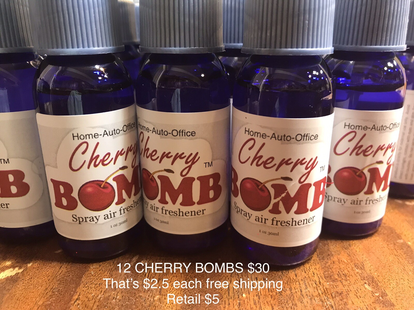 24x Cherry Bomb Spray Air Freshener 1Oz, Home Car & Oil Warmer Spray Strong Yes
