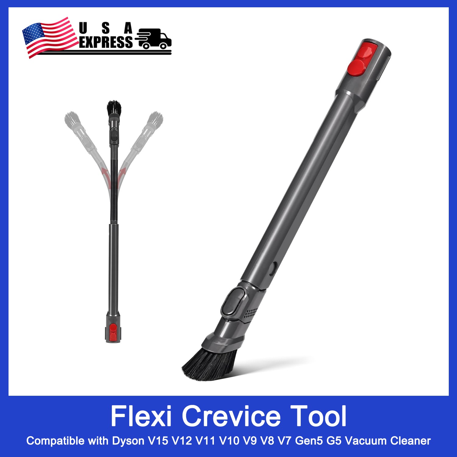Extendable Flexi Crevice Tool Cleaner Head for Dyson V15 V12 V11 V10 V9 V8 V7 G5