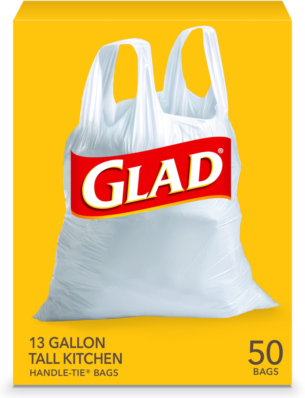 Glad Tall Kitchen Trash Bags 13 Gallon Unscented Garbage Bags 50 Count