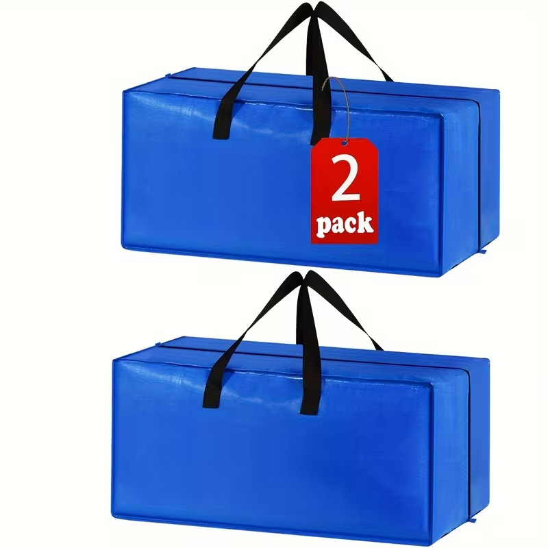 Heavy Duty Extra Large Moving Bags Storage Tote Strong Handles& Backpack 2 Pack