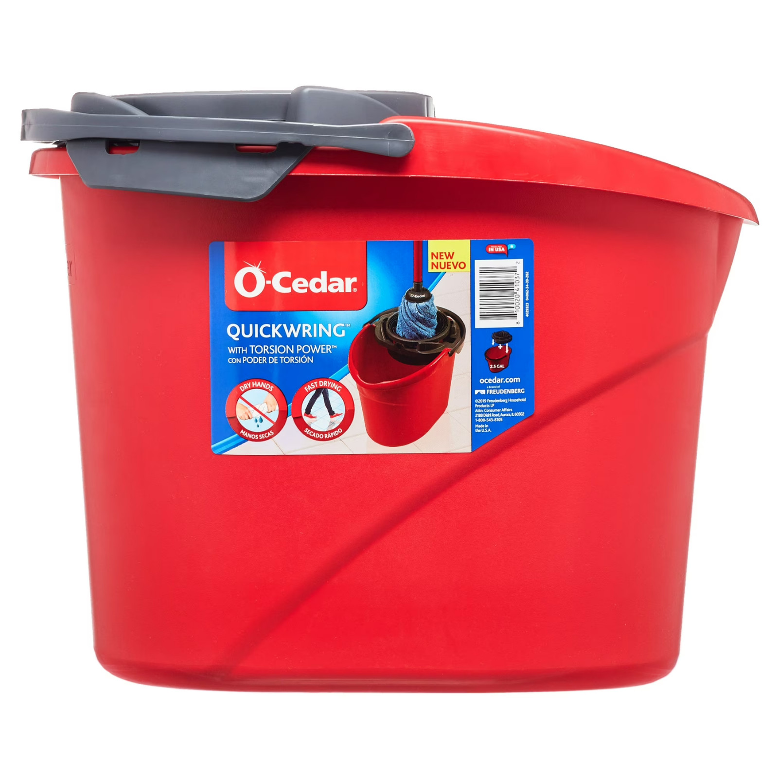 2.5 Gallon Mop Bucket Built In Inner Wringer Hands Free Floor Cleaning Basin Red