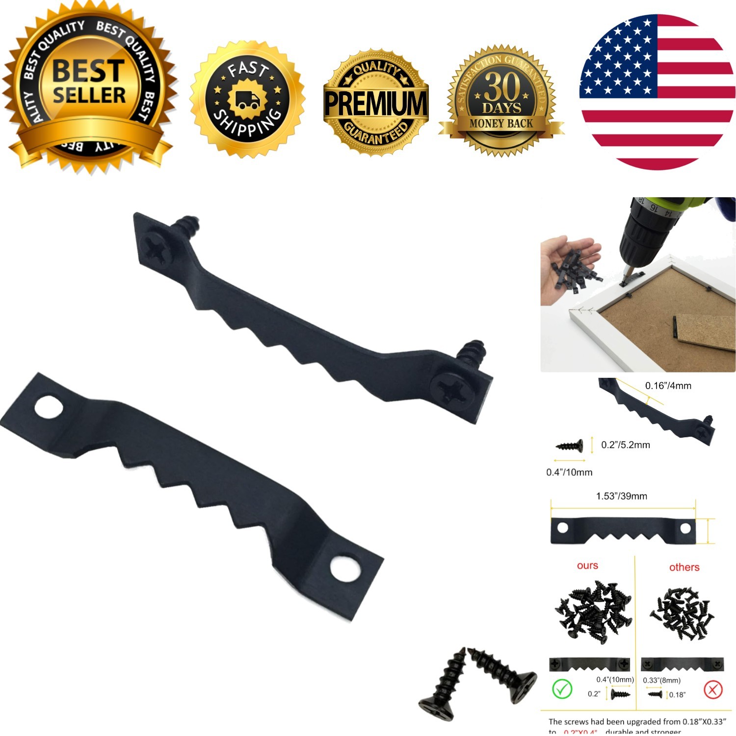 50 Pack Sawtooth Picture Hangers – Durable Steel for Art Display Solutions
