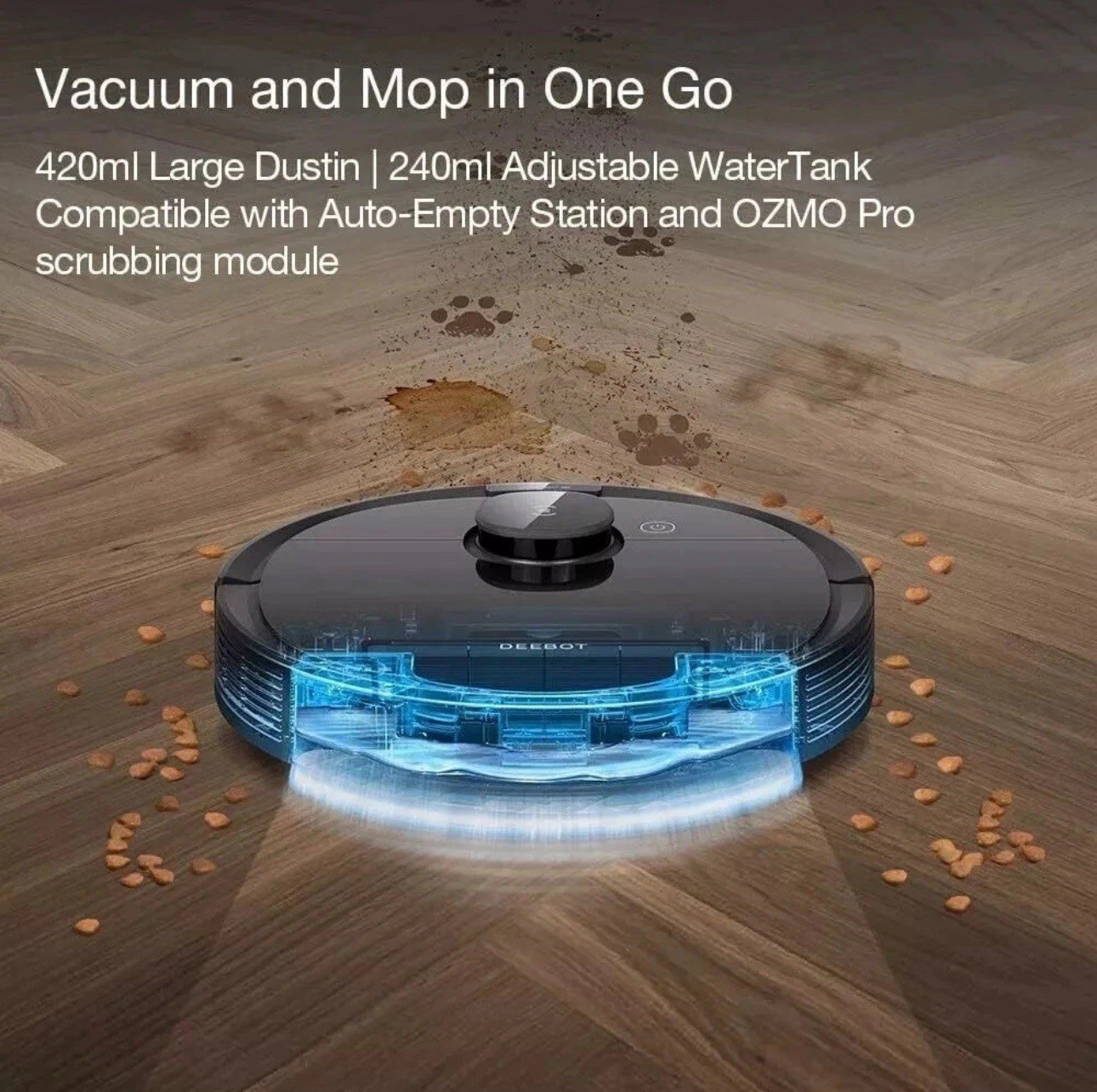 ECOVACS DEEBOT OZMO T8+ Vacuum & Mop Robot w/ Obstacle Avoidance + Auto Empty