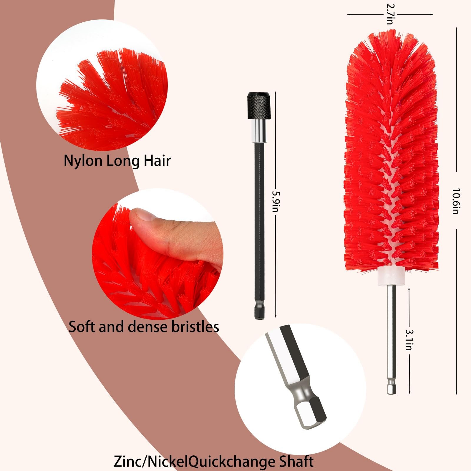 Wheel Brush, Soft Drill Wheel Cleaner Brush, Highly Dense Durable Rim Cleaner