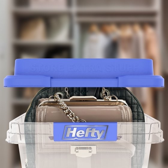 , 40 Quart Clear Storage Bin, Latched Storage Container, with HI-RISE Blue Lid