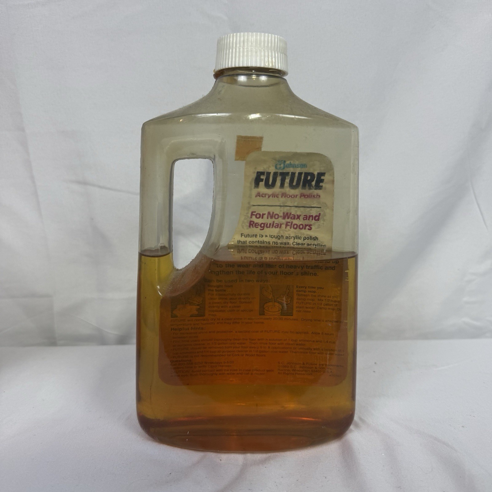 Vtg SC Johnson Future Large No Wax Acrylic Floor Finish 46 Oz Wax 50% Full 1989