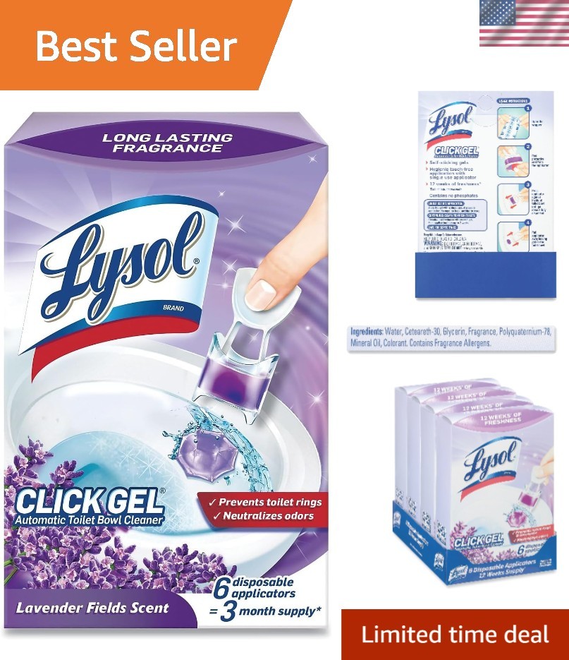 6 Count Pack of Click Gel Toilet Bowl Cleaner – Odor Neutralizing Lavender