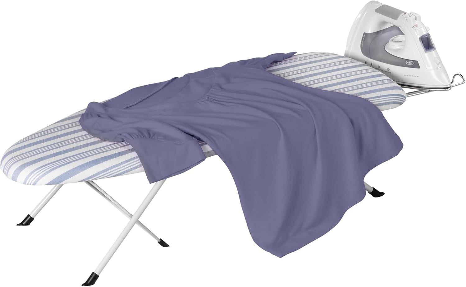Honey-can-do Folding Tabletop Ironing Board with Iron Rest, Blue, 32” L X 12” W,