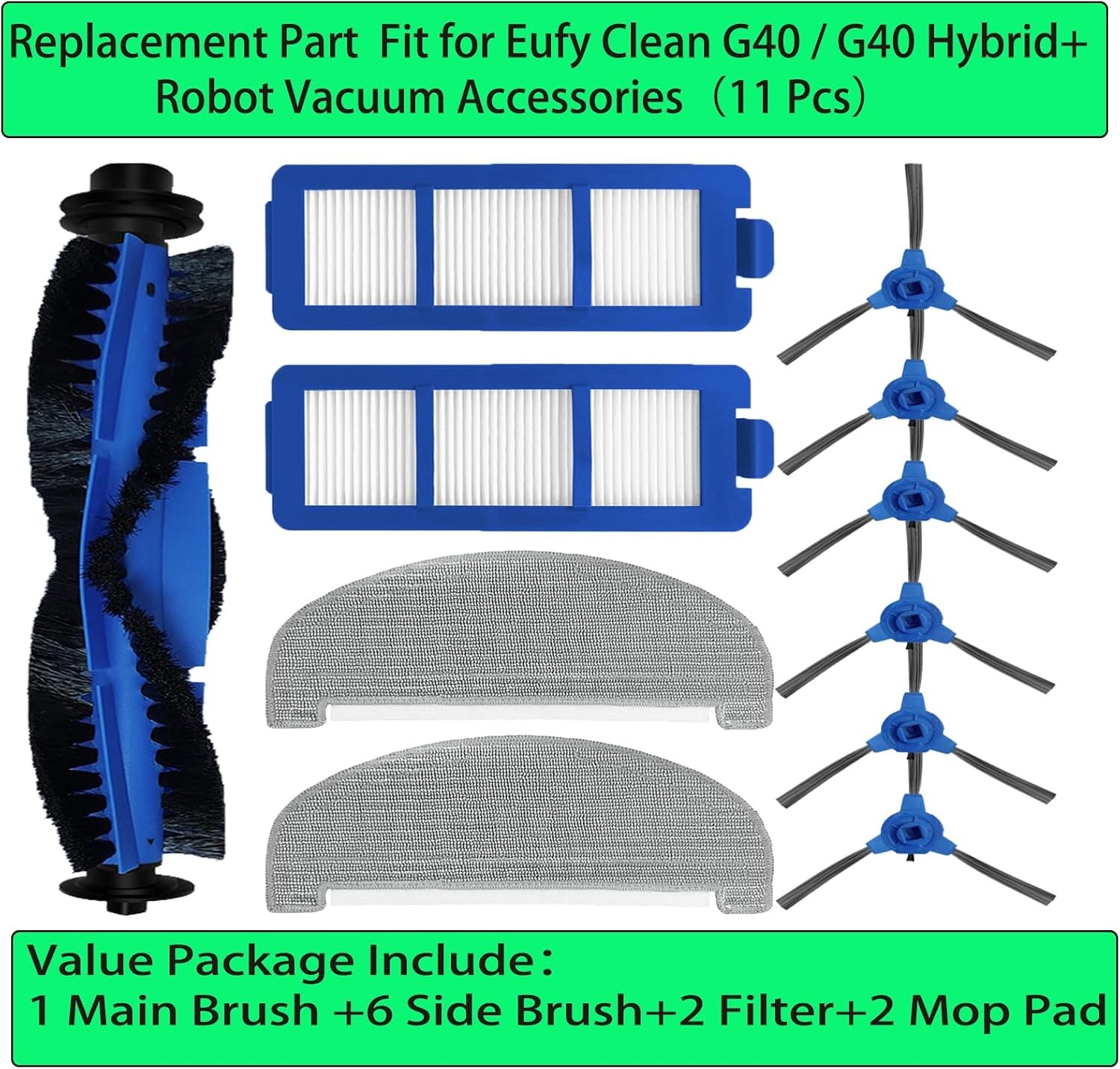 11 Pcs Replacement Spare Part for Eufy Clean G40 G40 Hybrid Robot Vacuum Set