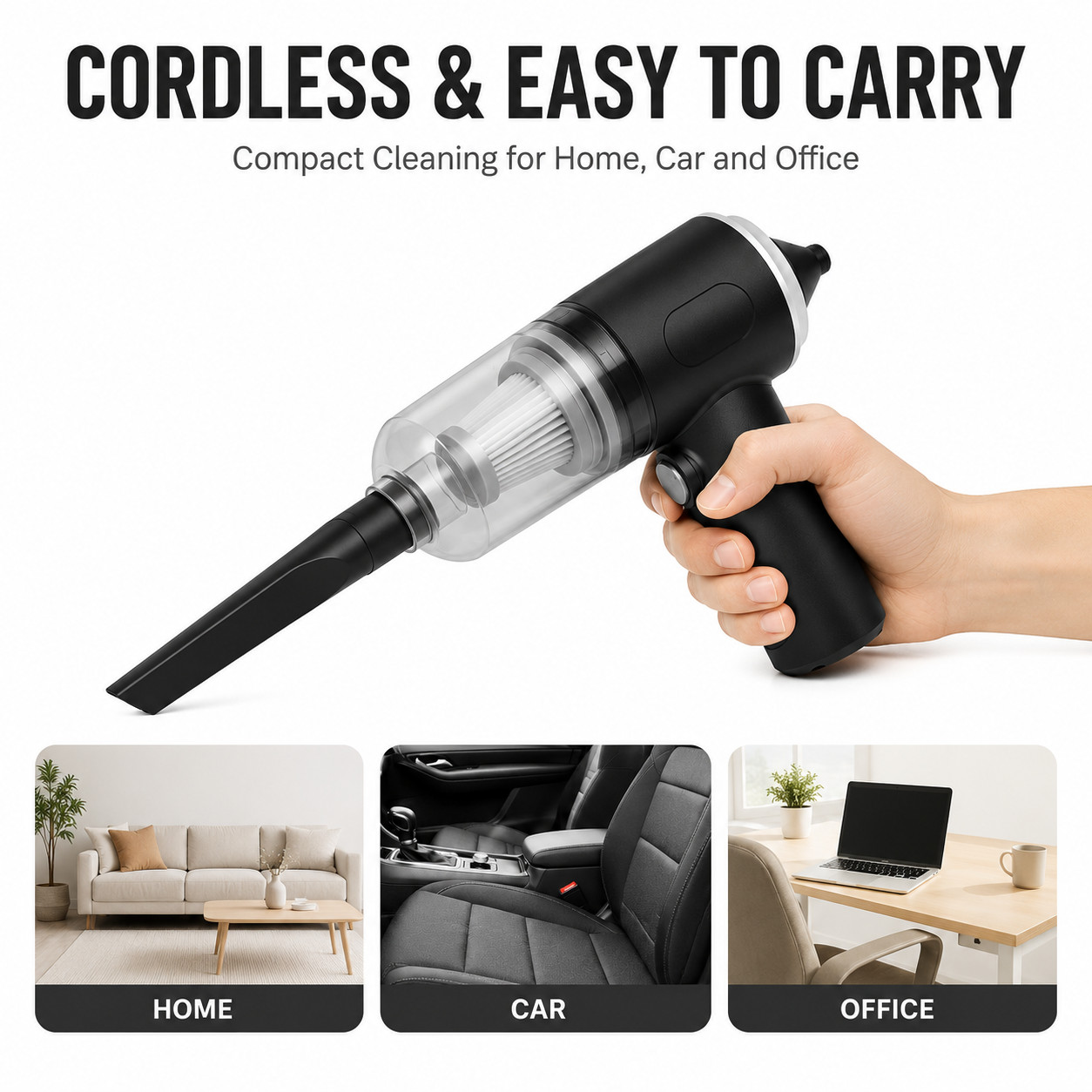 US Stock 3 in 1 Handheld Vacuum Cleaner Portable Car Home Mini Vacuum