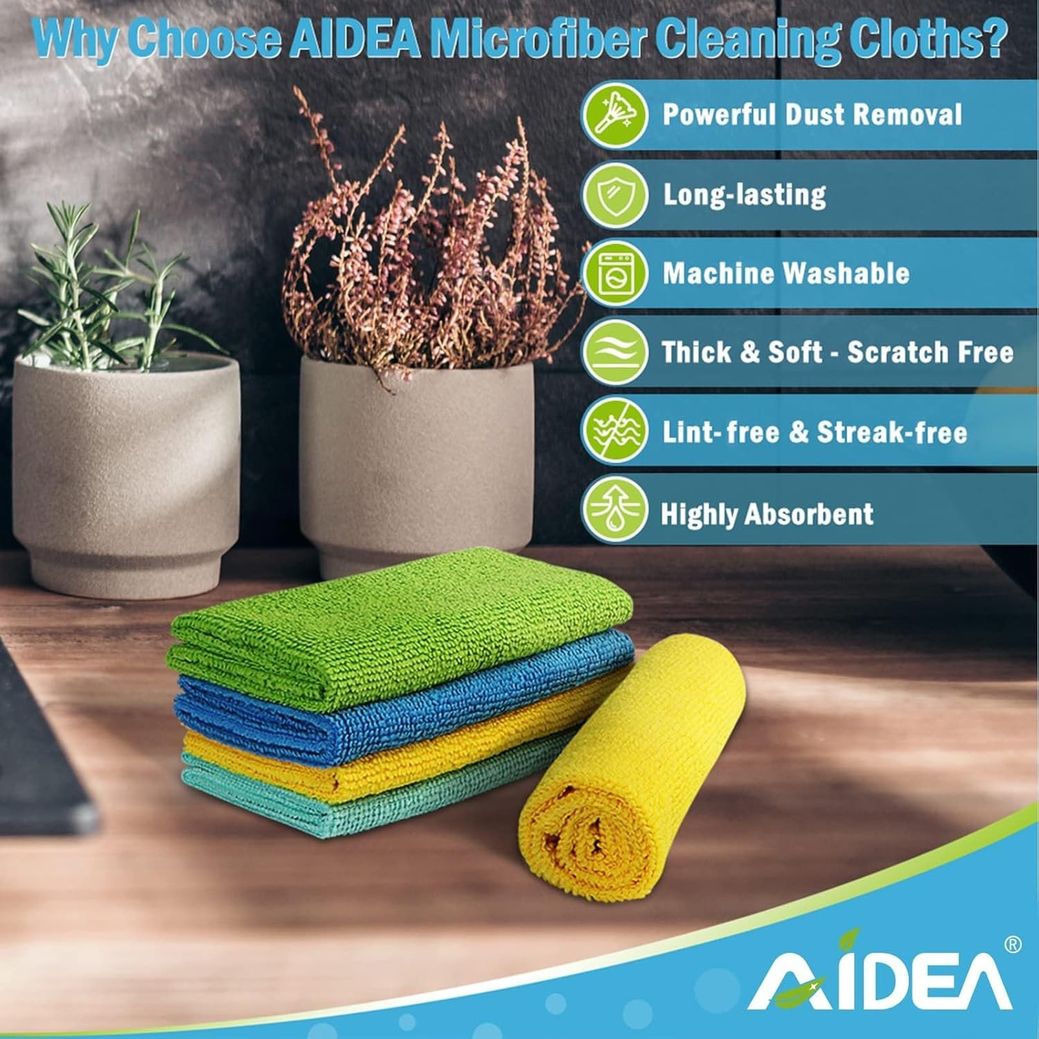 Versatile 12″x12″ Microfiber Cleaning Rags 100PK | For Home, Cars, and Dusting