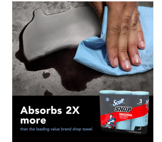 Blue 1-Ply 9X11 Shop Towel Cleaning Wipes (3-Pack Bundle of 10)