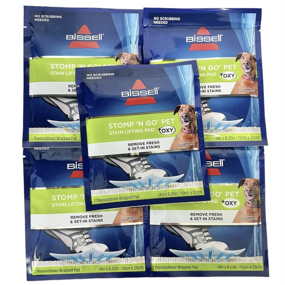 Bissell Stomp ‘n Go Pet Stain Lifting Pad+ OXY 5 Pack New Sealed Remove Stains