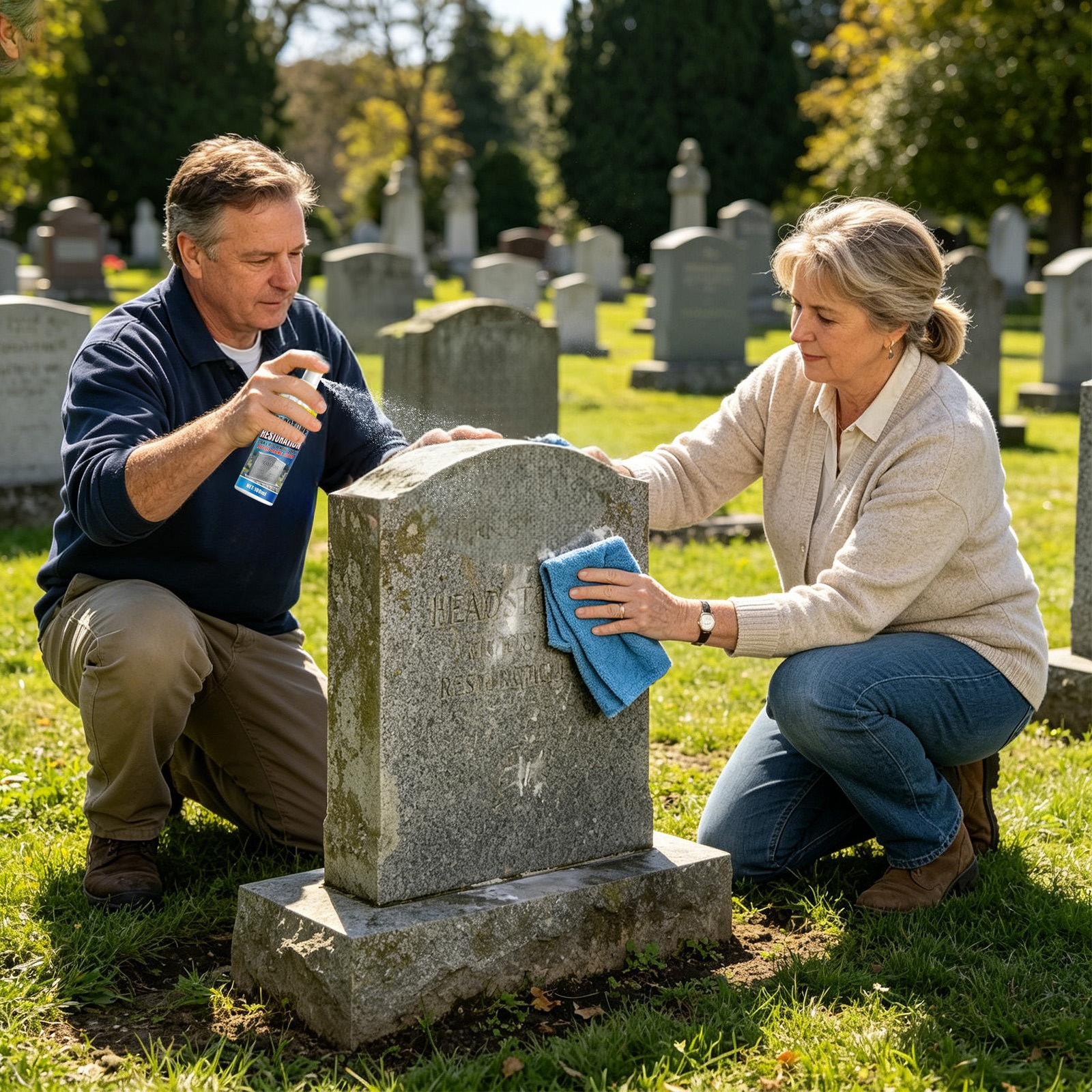 Headstone Restoration&Cleaning Spray,Stone Cleaner Gravestone Cleaning Kit