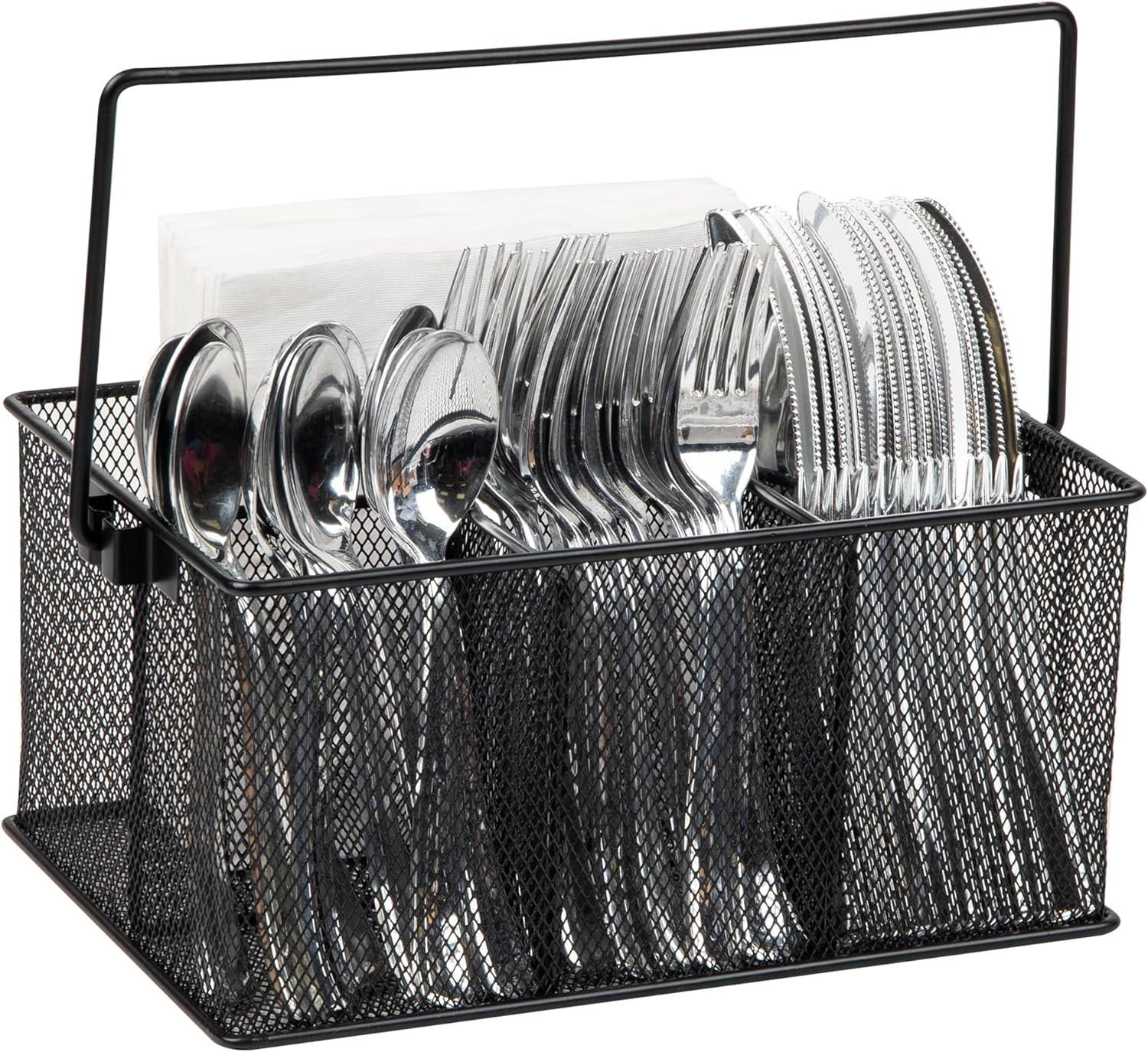 Multi-Purpose Storage Caddy with Handle, Desktop Organizer, Cutlery Holder, 4 Co