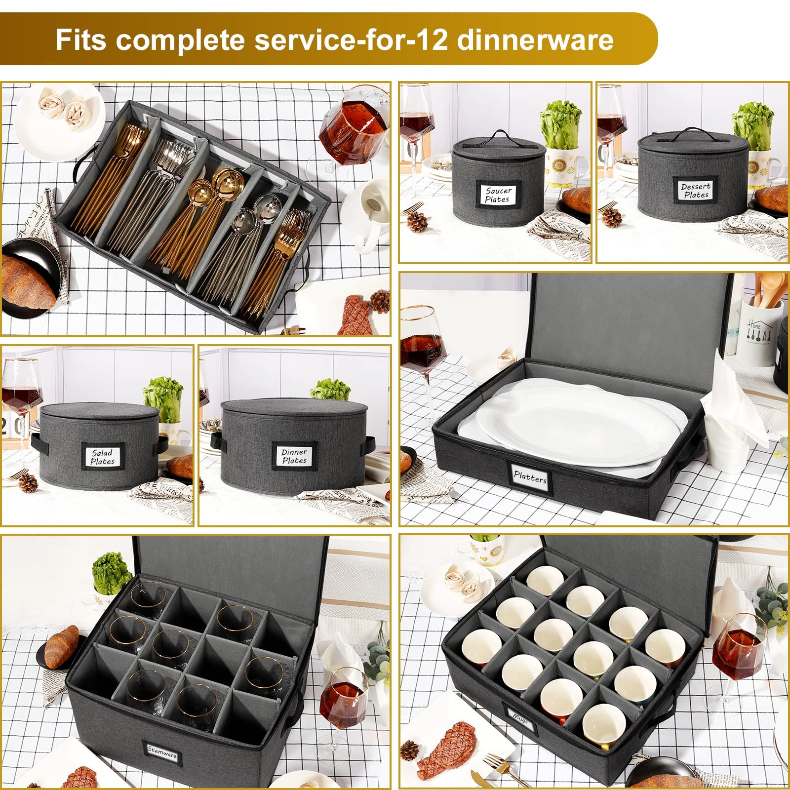 HOMELUX THEORY Mug Storage Box with Dividers Hard 8. Storage, Dark Gray