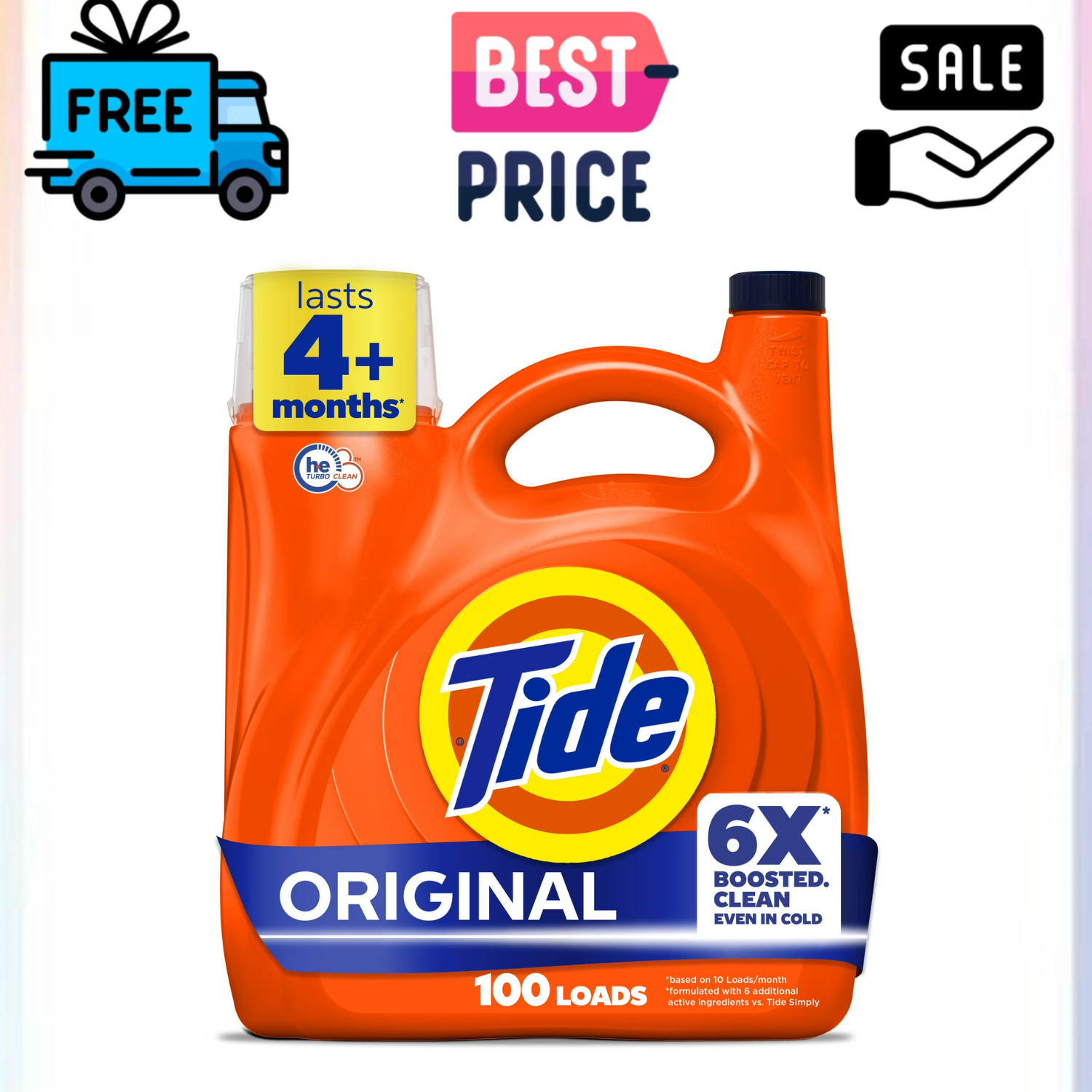 Tide Liquid Laundry Detergent Original Scent HE Compatible 132 fl oz, 100 Loads