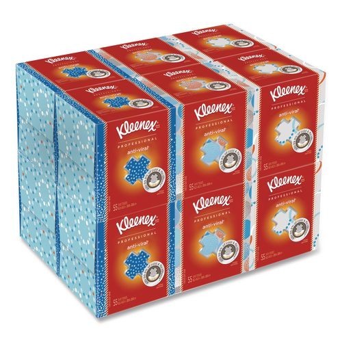 Kleenex Anti-Viral Facial Tissue, Pop-Up Box, 3-Ply, White, 55/Box, 12 Boxes/CT