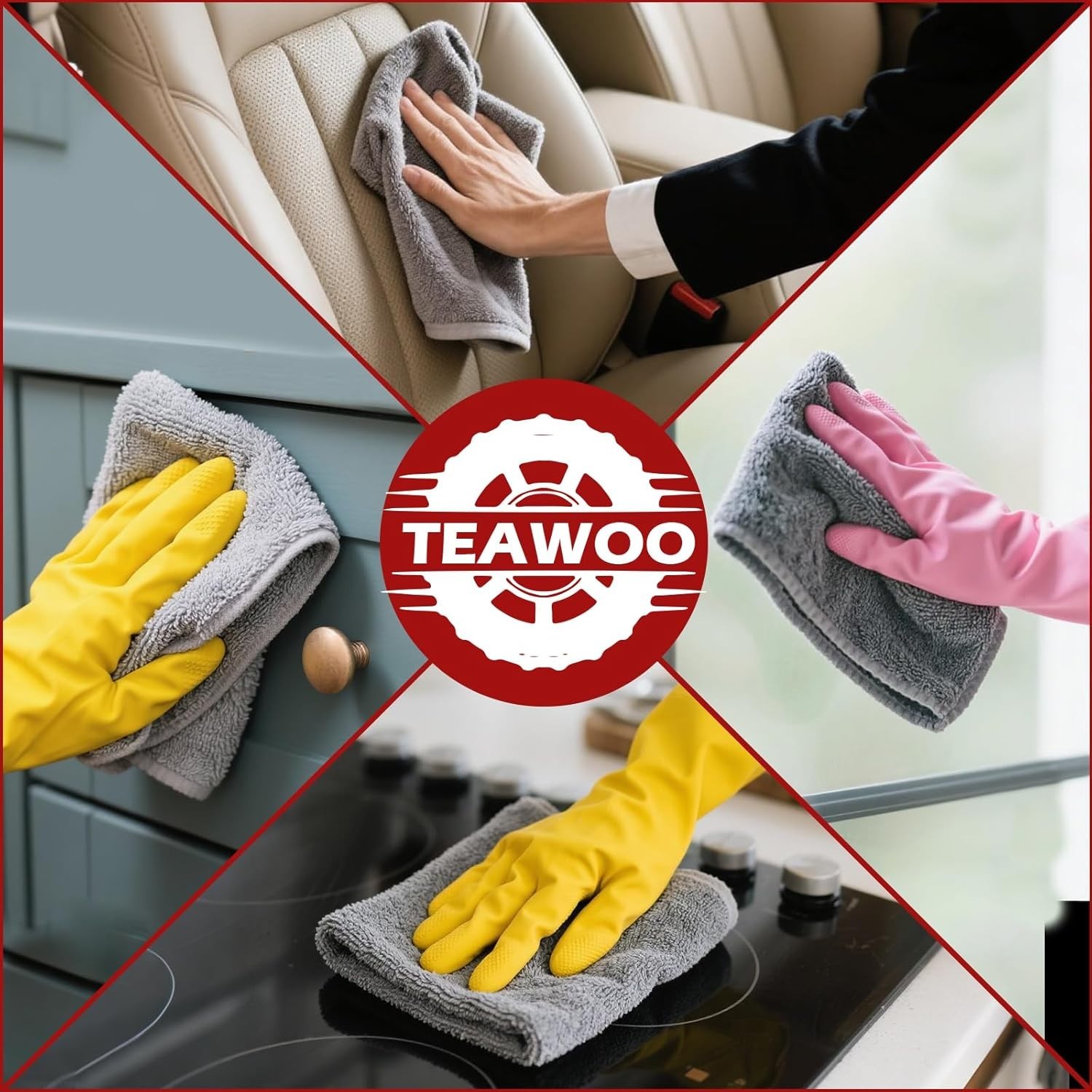 15 Pack Microfiber Cleaning Cloths Ultra Absorbent Towels for Car Glass Home
