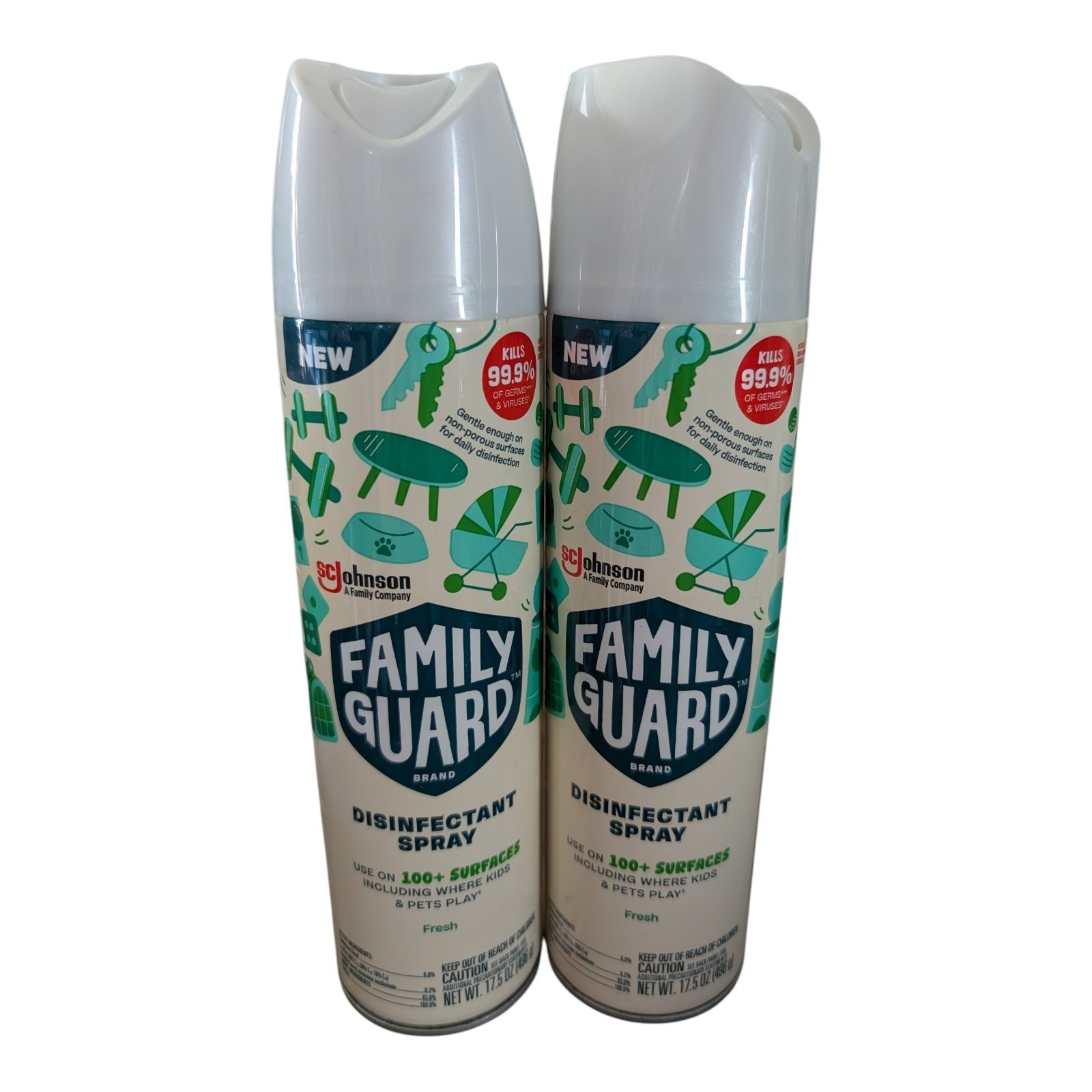 Lot of 2 FamilyGuard Disinfectant Spray Fresh Scent 17.5 oz SC Johnson