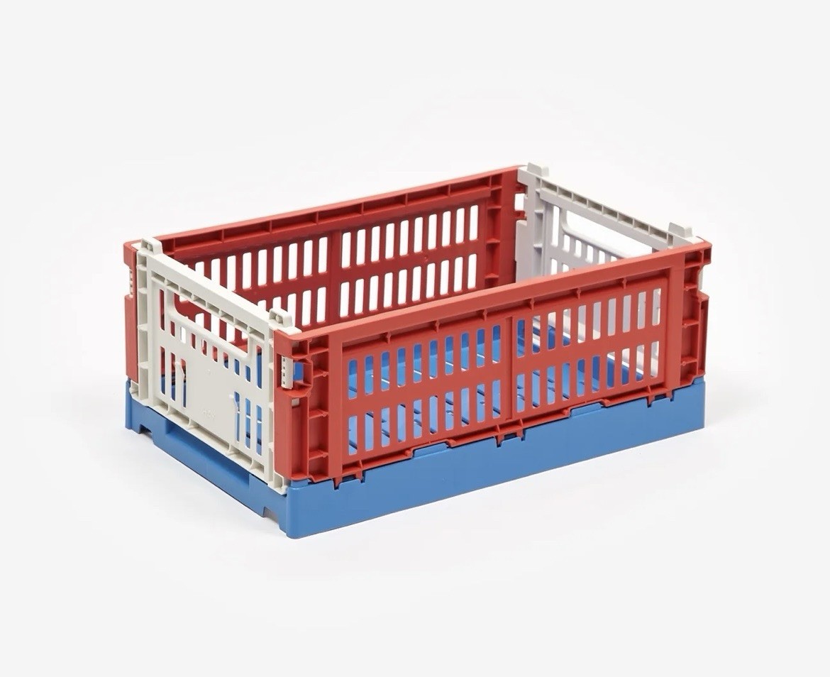 HAY Recycled Colour Crate Storage Bin Small – Red Blue White – NEW