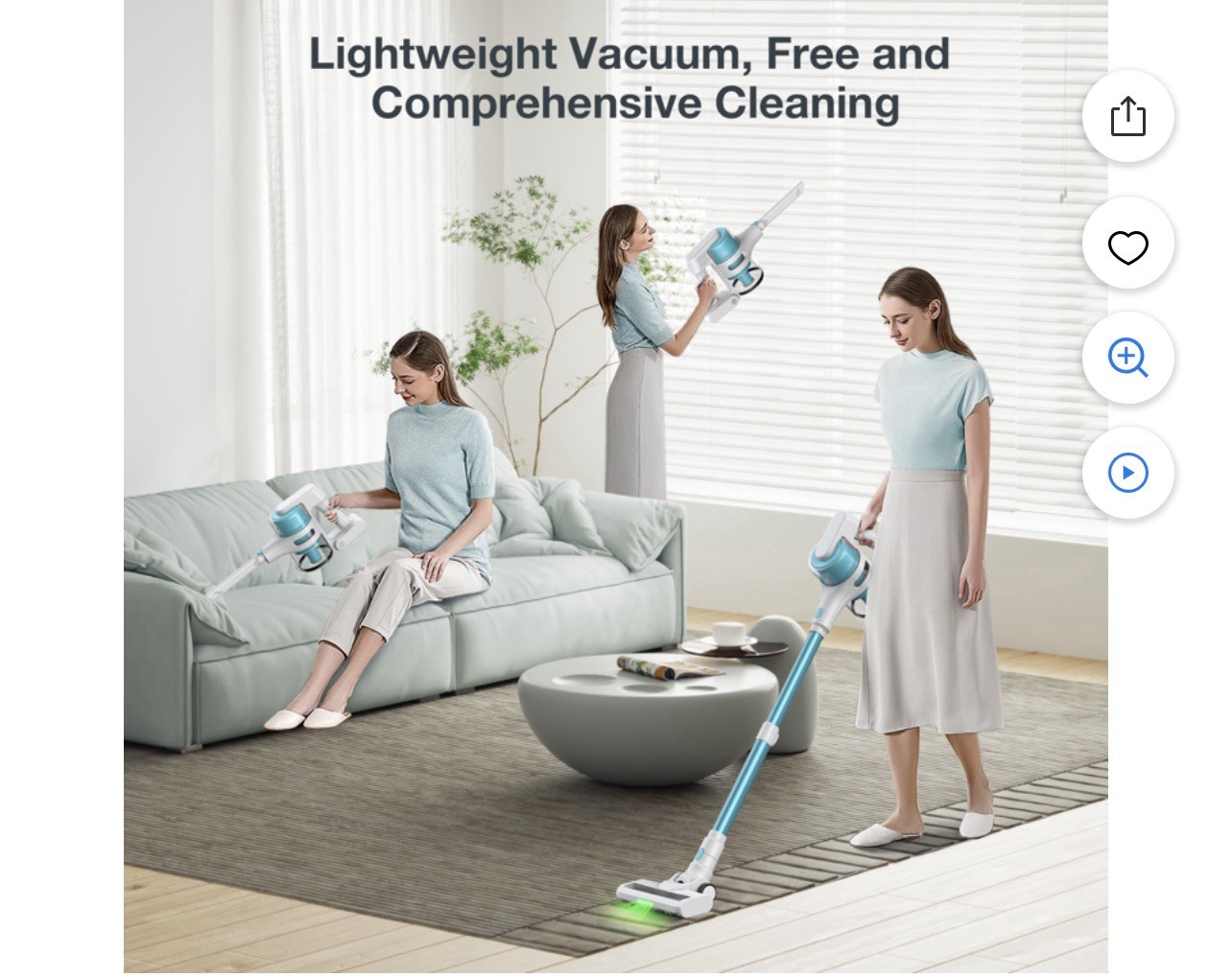 Aposen S6 Lightweight Cordless Stick Vacuum For Hard Floor Carpet Pet Hair