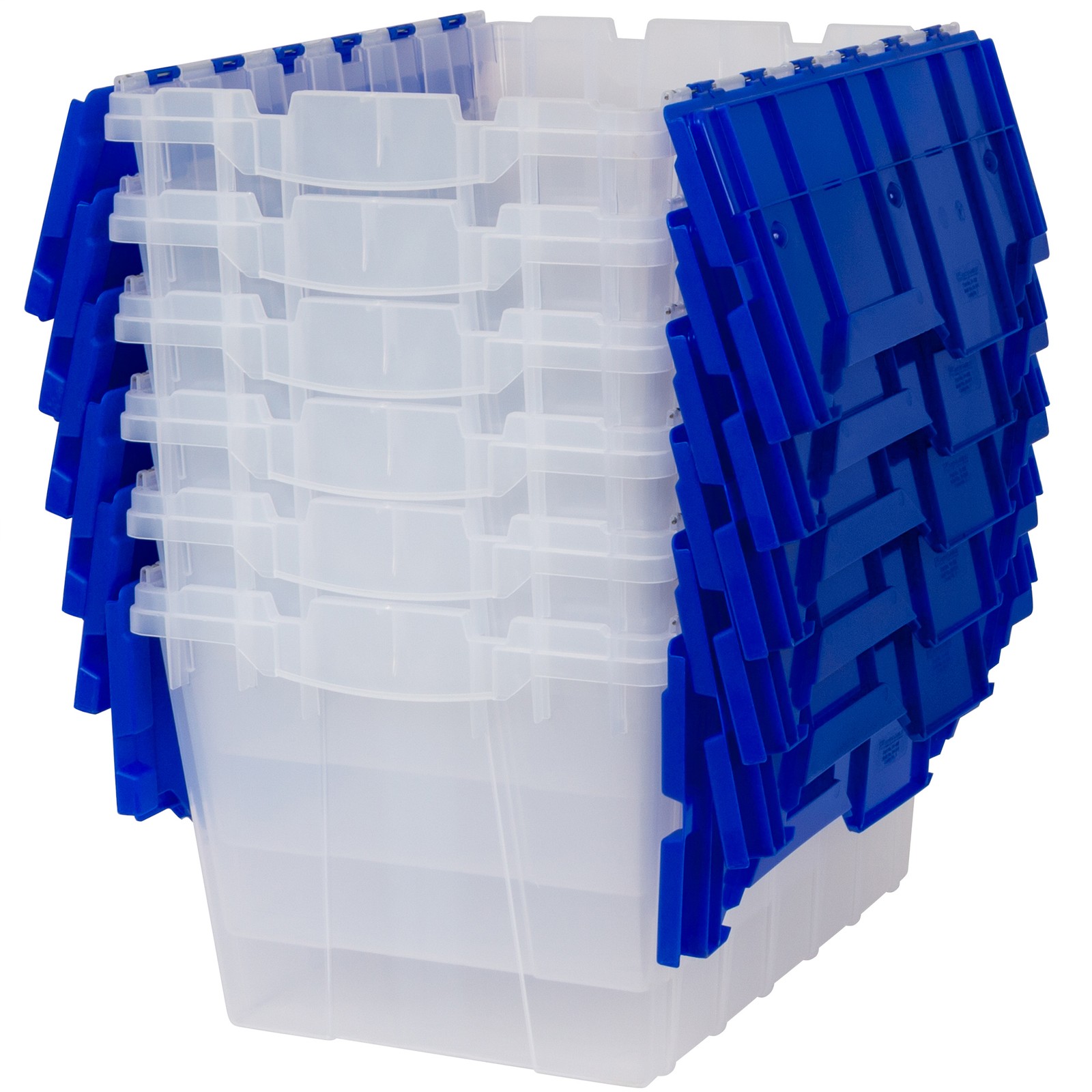 Akro-Mils KeepBox 12 Gal Plastic Storage Bin, Stackable Tote w/ Lid, Clear/Blue