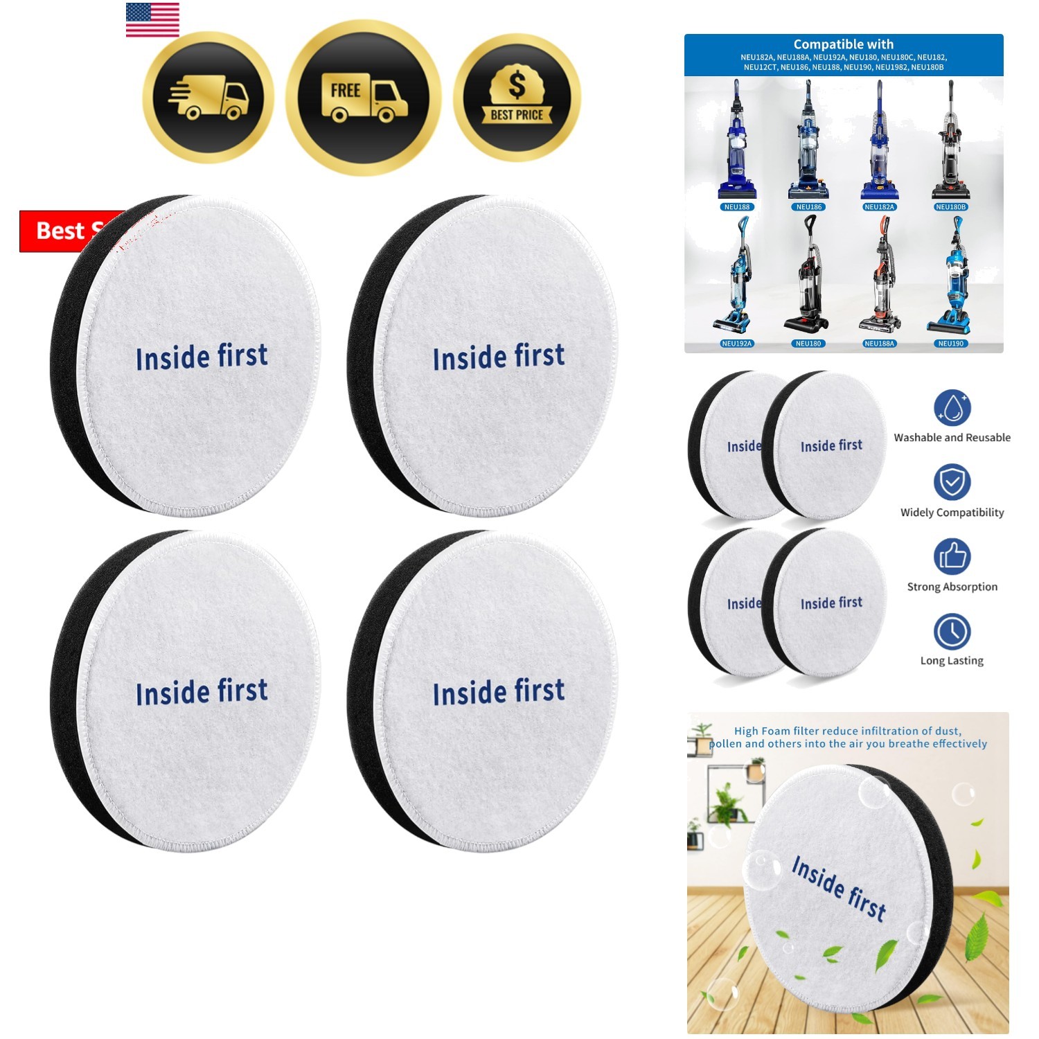 Vacuum Filters for Eureka, Power Speed Vacuum Filters Replacement for Eureka …