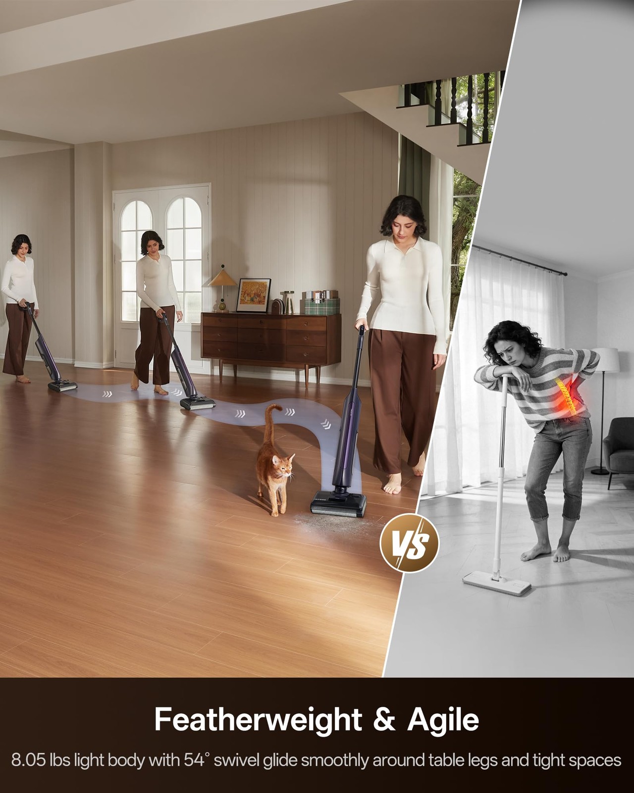 Ultenic Wet Dry Vacuum Cleaner, Vacuum Mop for Wet & Dry Messes, 180° Lay-Fla…