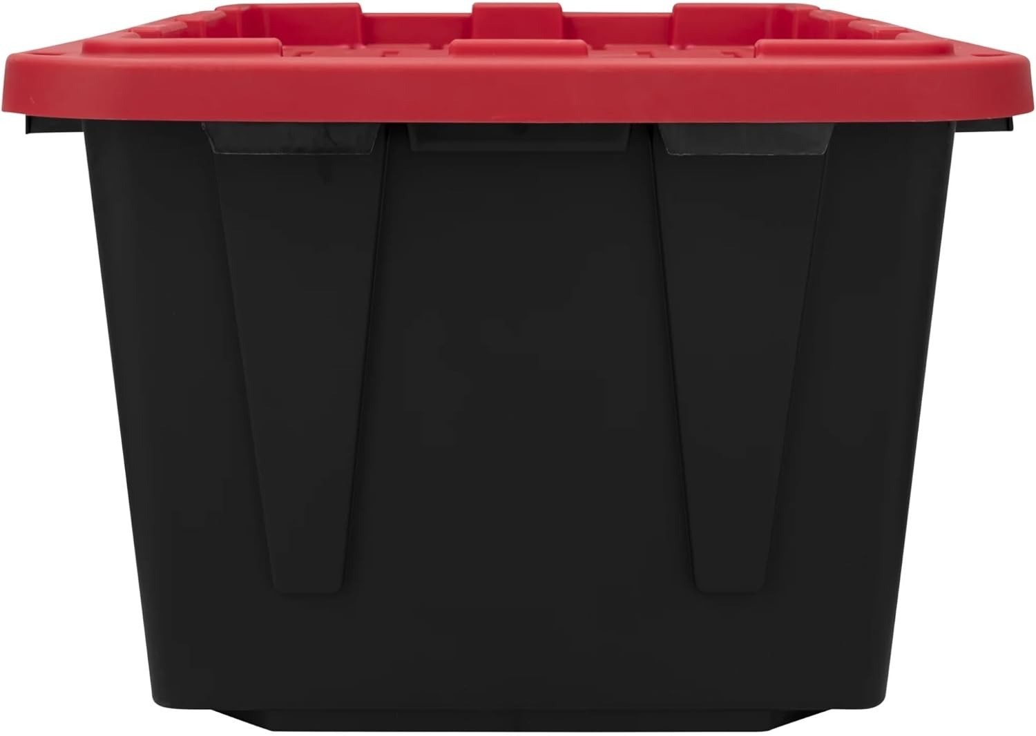 Hyper Tough 27 Gallon Snap Lid Plastic Storage Bin Container, Black with Red Lid