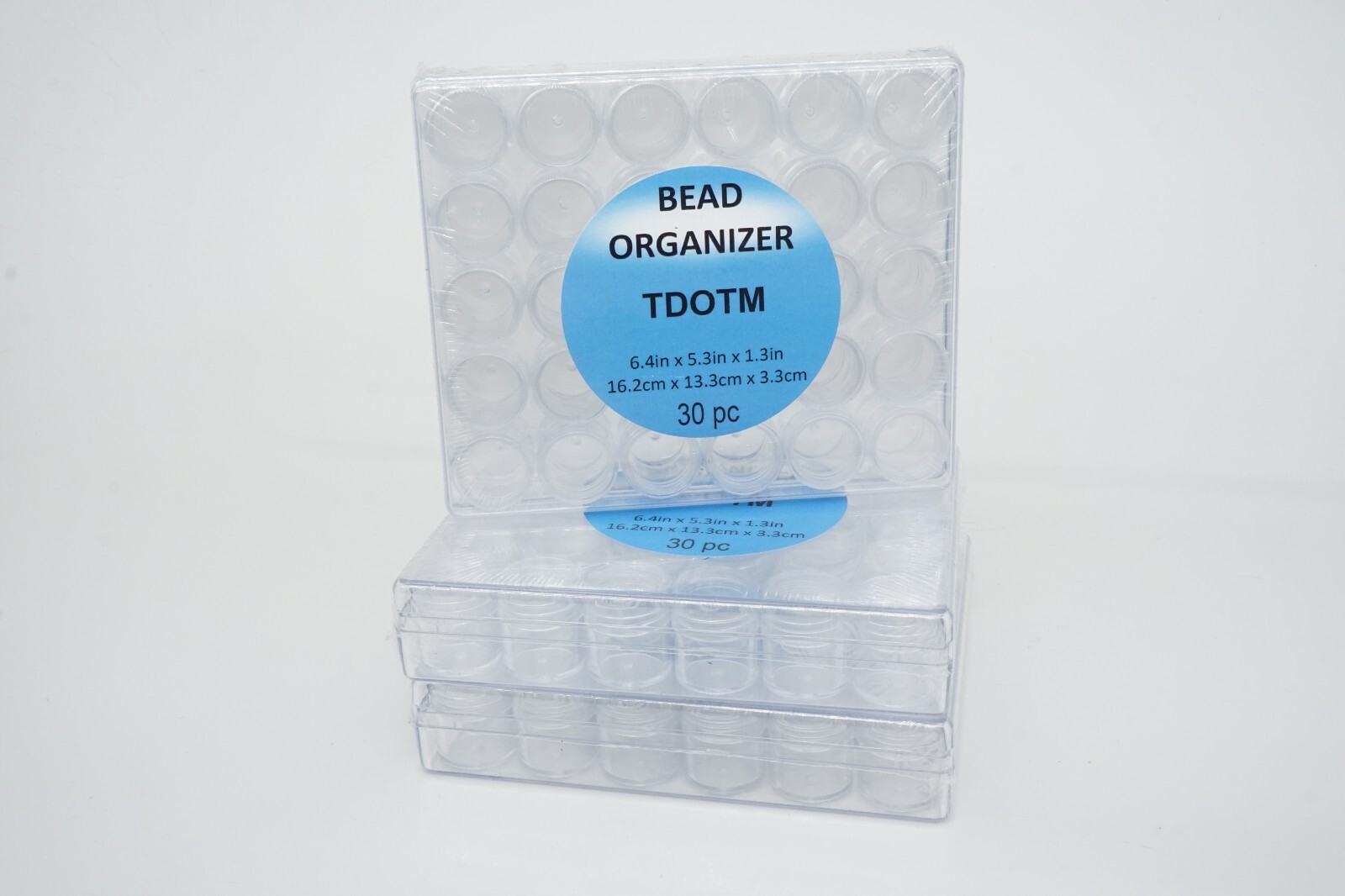 3 Pk Transparent Bead Storage Containers Plastic 30 Round Storage Jars 25x35mm
