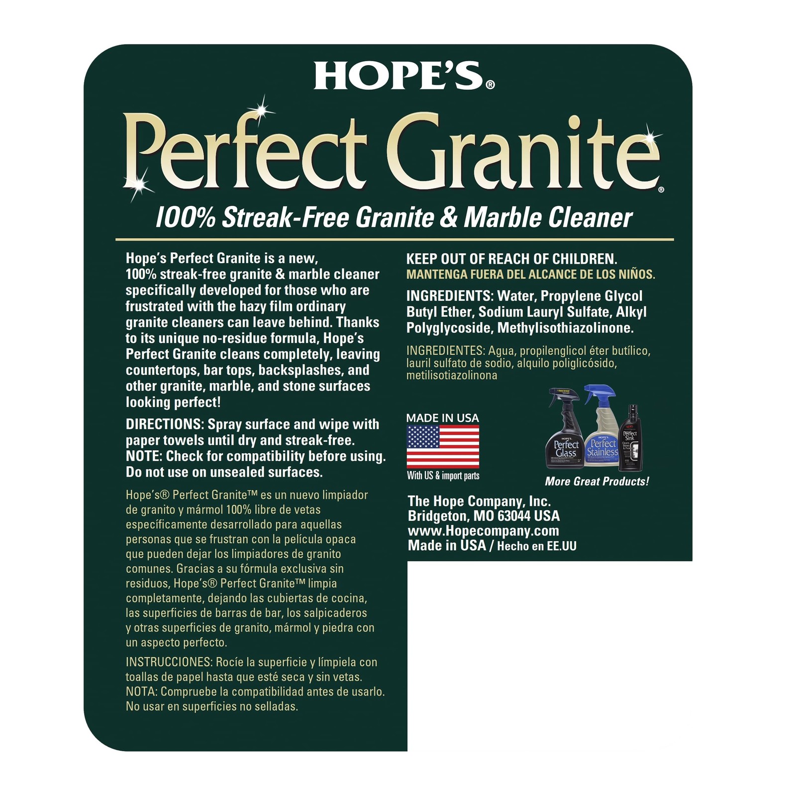 HOPE’S Perfect Granite & Marble Countertop Cleaner Refill, Stain Remover and …