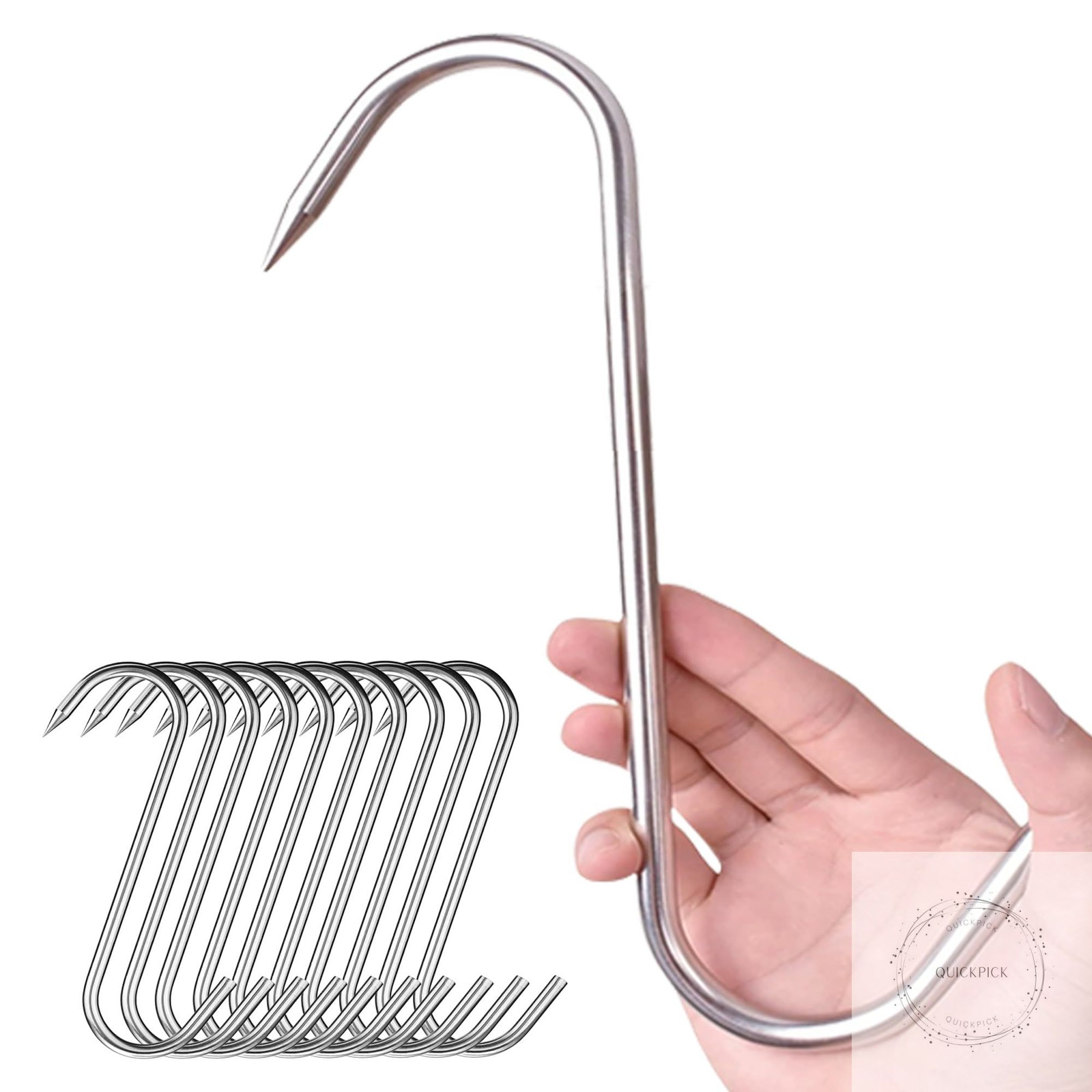 8 Inch Meat Hook Heavy Duty Stainless Steel Butcher Hooks for Hanging Beef,10 Pa