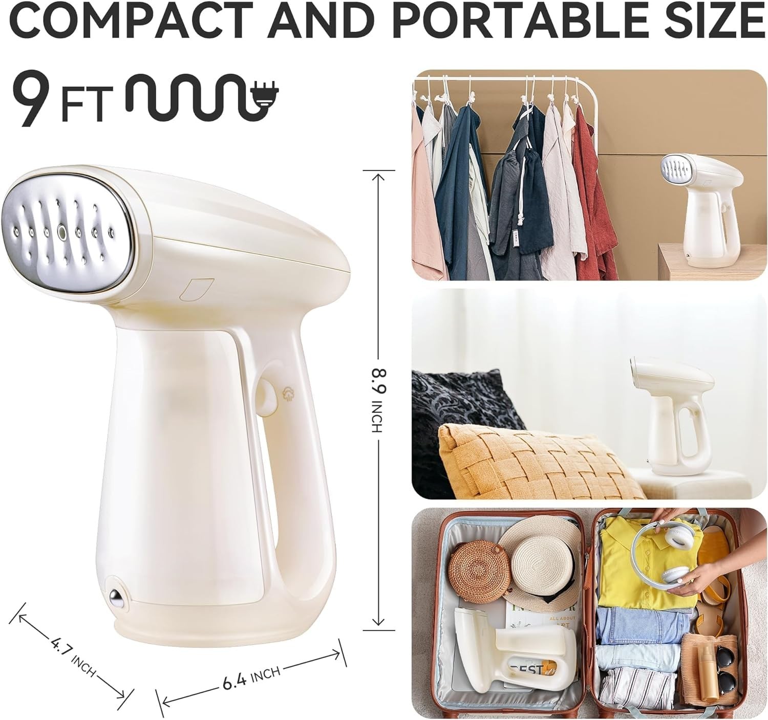 Steamer for Clothes, Handheld Clothes Steamer,1300W Strong Power Garment Stea…