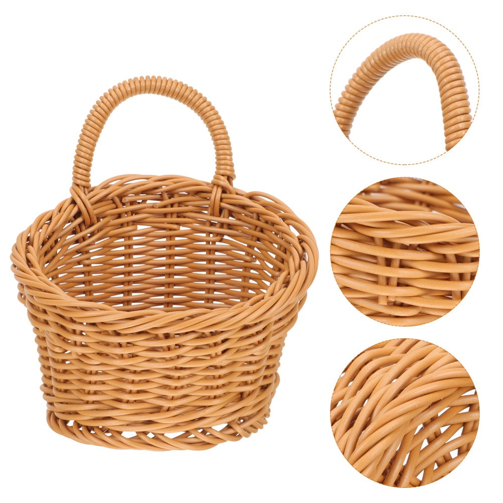 Woven Wall Storage Basket in Khaki for Kitchen Fruits Vegetables and Seasoning
