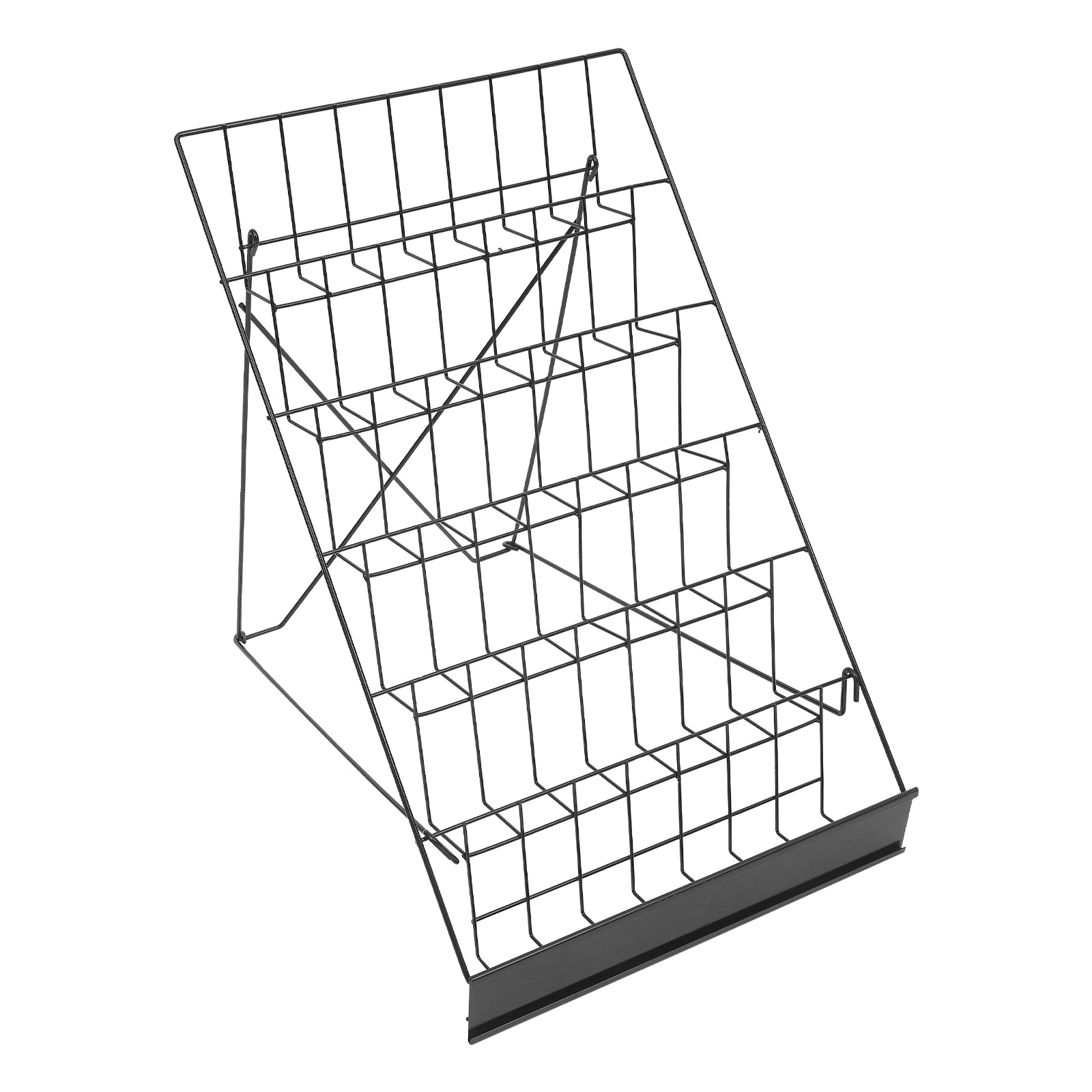 Wire Magazine Rack Comic Foldable Iron Book Display Stand with 6 Tiers