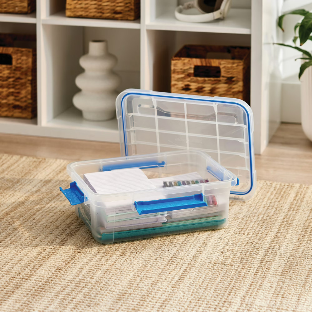 6 Pack Ezy Storage Waterproof Box, 3Gal 12Qt 11.4L, IP67 Sealed Tote Organizers