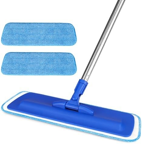 17.5″ Professional Microfiber Floor Cleaning Mop, Flat Mop with Stainless Steel