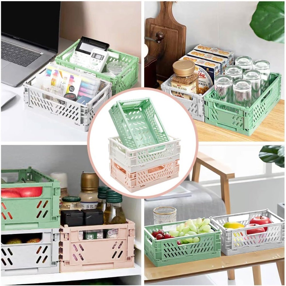 Collapsible Storage Baskets 3 Pack Foldable Plastic Organizer Bin Stackable