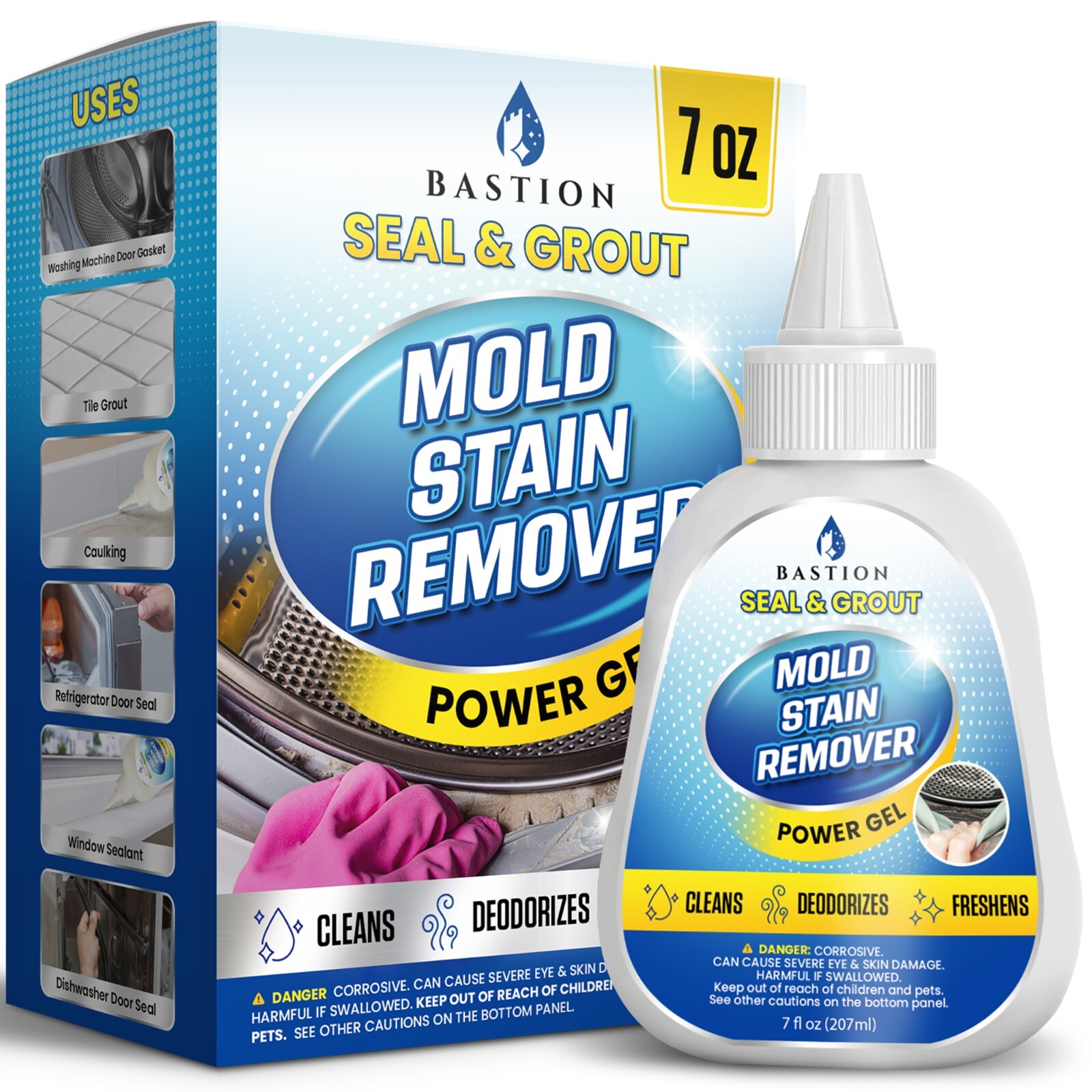 Mold Stain Remover Power Gel Cleaner for Front Loader Washing Machine Seal 7oz