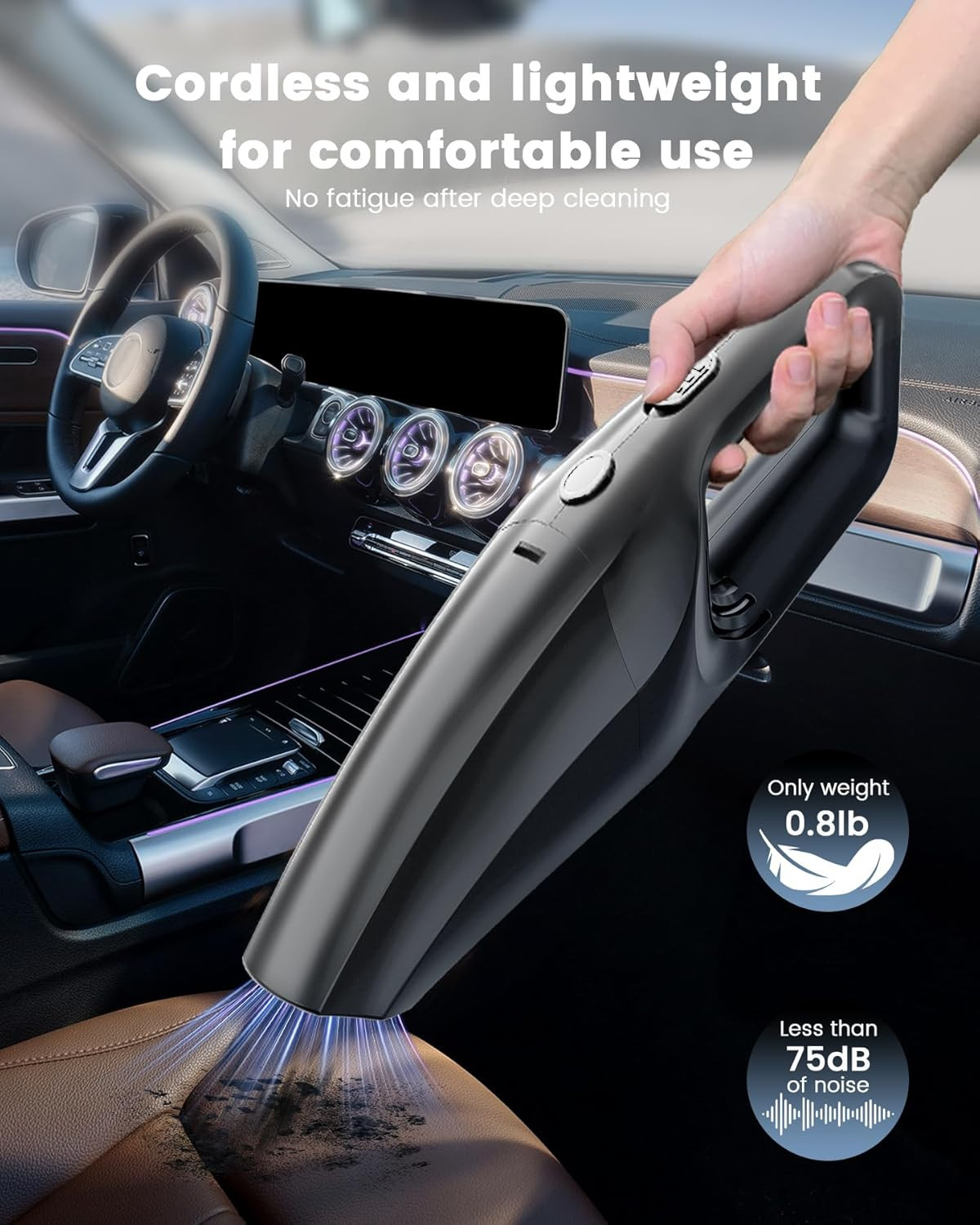 Handheld Vacuum Cordless, Car Vacuums Powerful with Rechargeable Battery, Portab