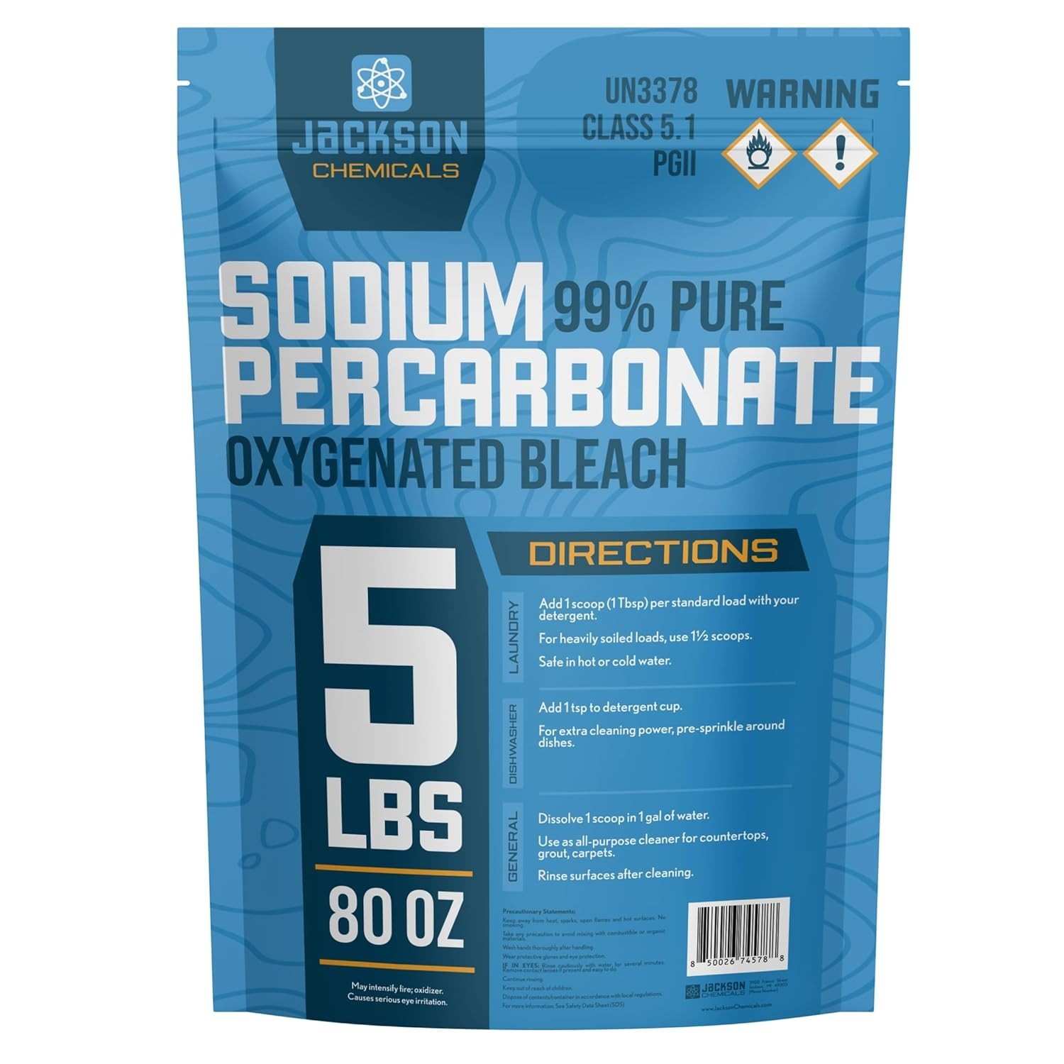99% Pure Sodium Percarbonate – 5 lbs – Oxygenated Bleach