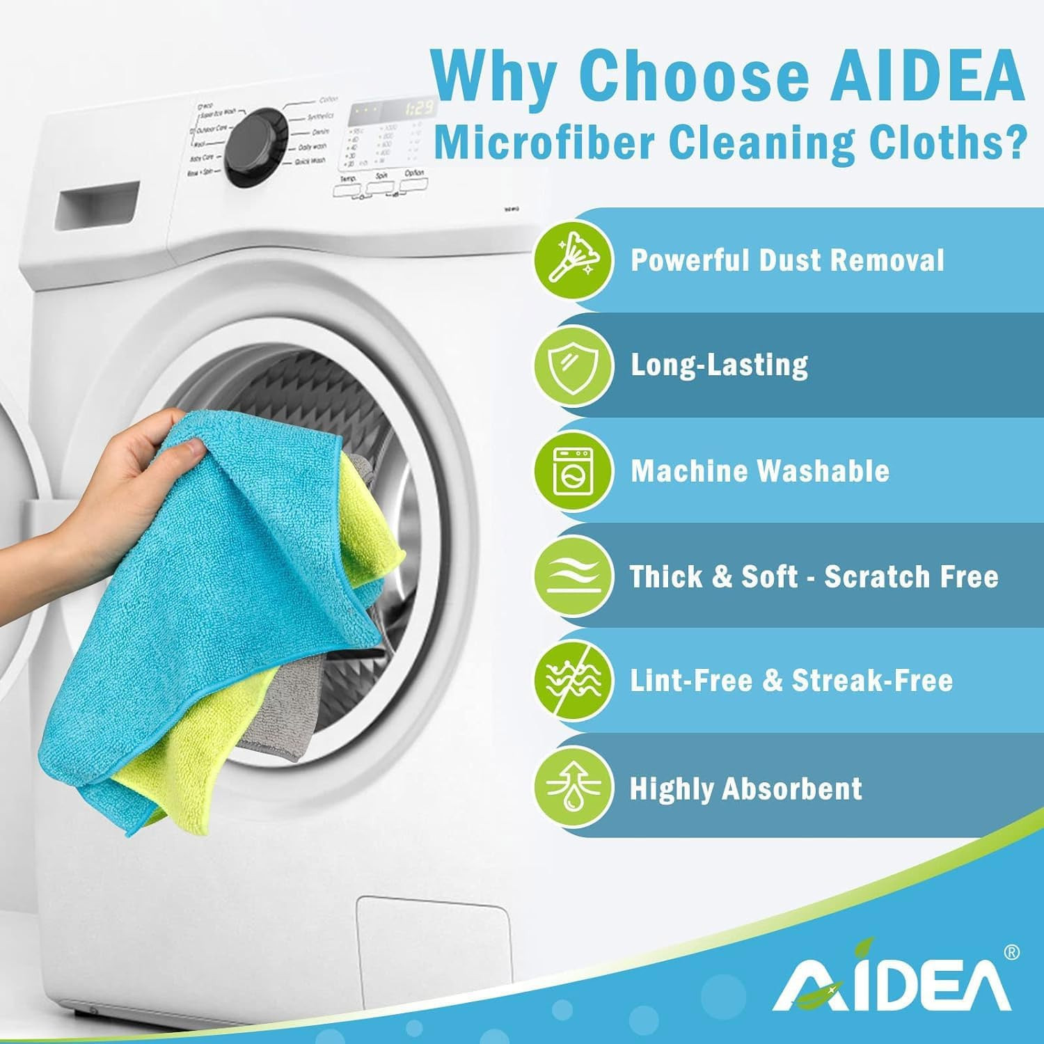 AIDEA Microfiber Cleaning Cloth-100Pk, Soft Microfiber Towels for Cars, Absorben