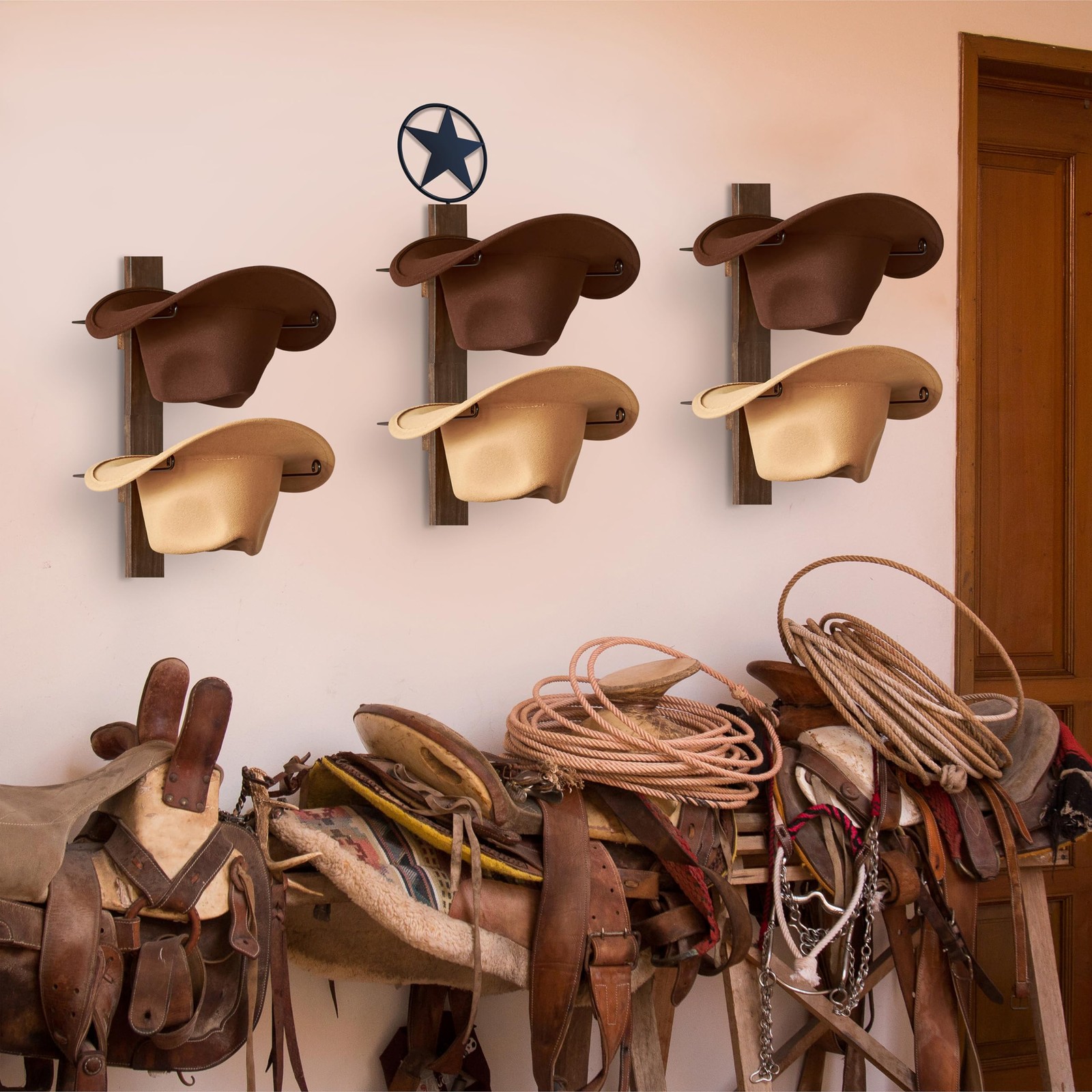 P-ALADIN Cowboy Hat Holder, Rack for Wall, 16 x 9.3 x 3 inches
