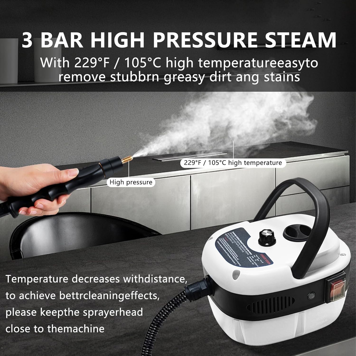 3800W/2500W High-Pressure Steam Cleaner Machine for Household & Car Cleaning