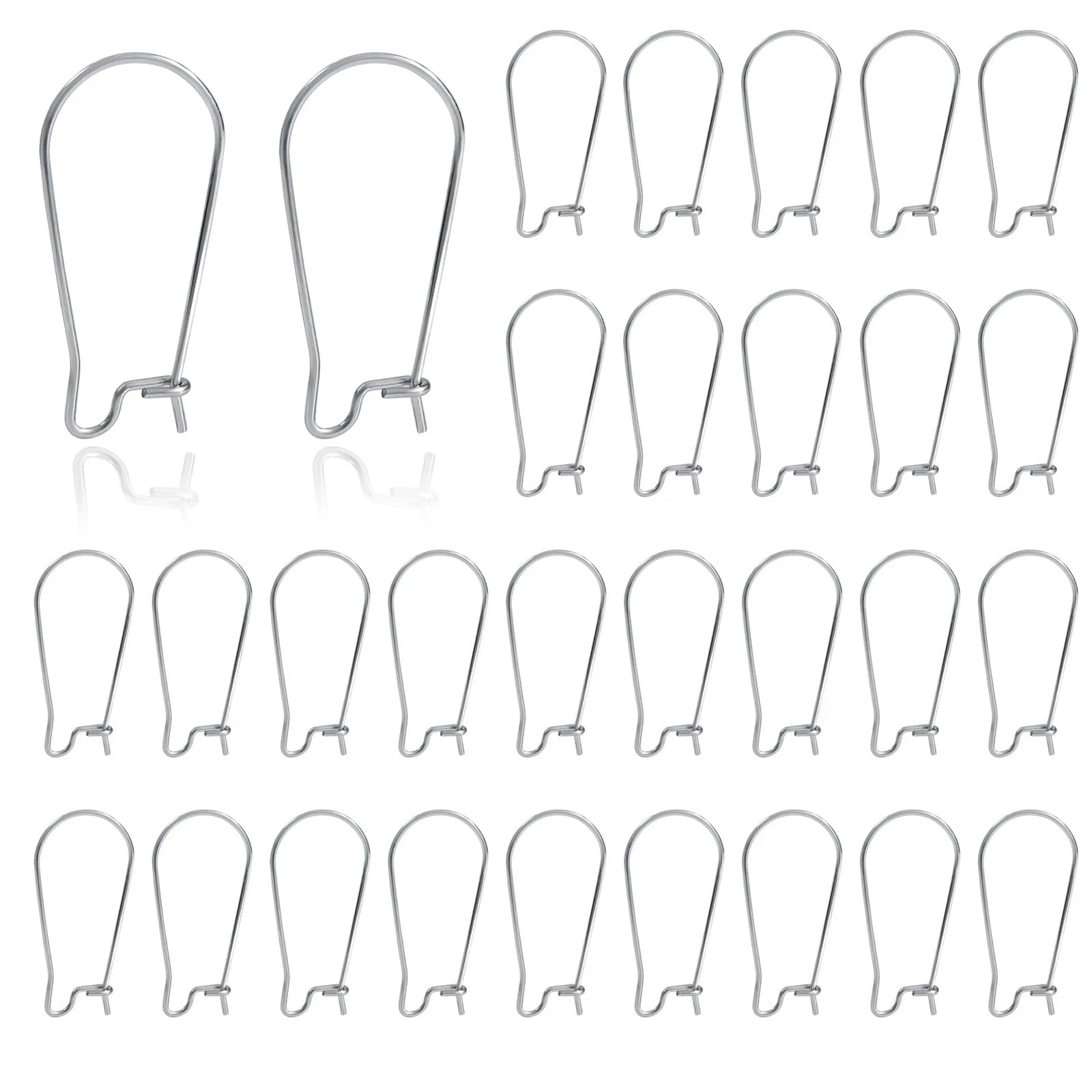 TOAOB 100pcs Earring Hooks Stainless Steel Kidney Ear Wires 20mm, Silver